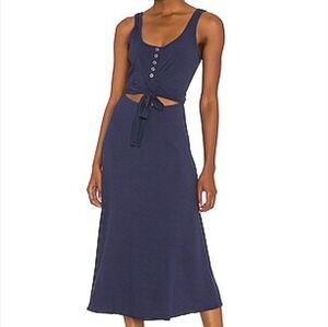 Lovers and Friends M Malone Dress Navy Blue Ribbed Cutout Midi Revolve